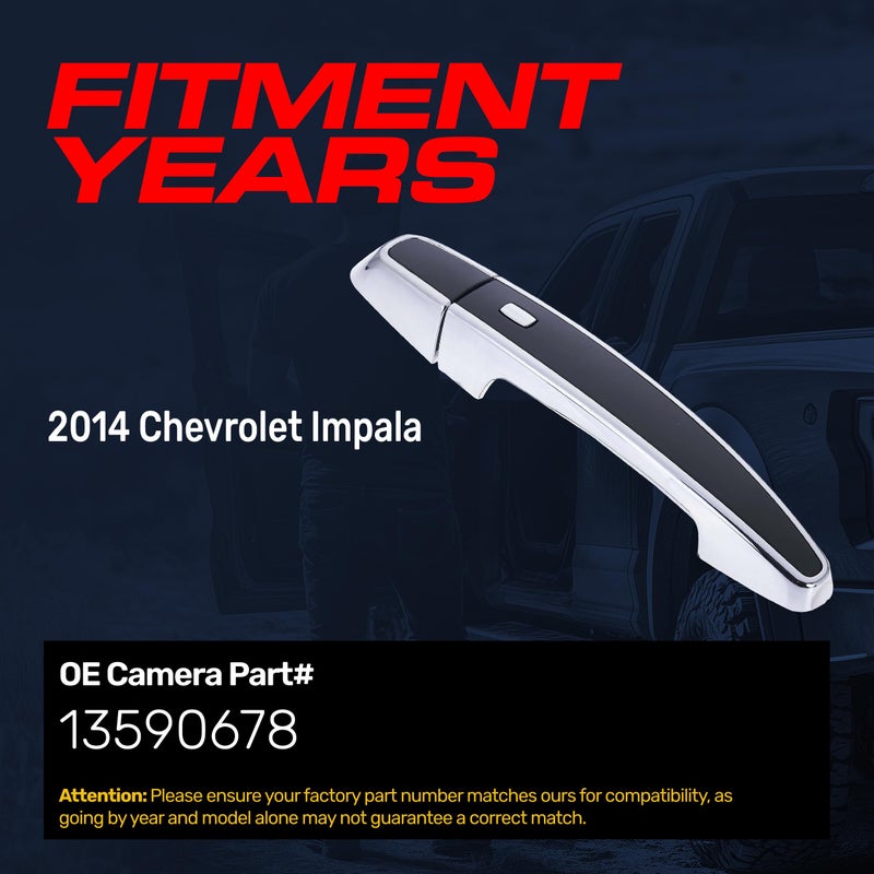 Master Tailgaters Black/Chrome Exterior Door Handle Replacement for Chevrolet Impala 2014 (LTZ Model, 4 Pin) OE Part # 13590678 | Front Left Driver Side | Easy to Install - Image 2